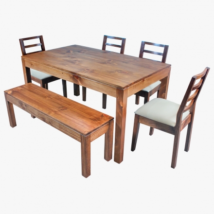 Comedor Lineal-Venecia con 6 sillas y banca