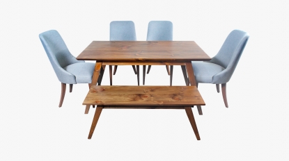 Comedor Vintage con 6 sillas y banca