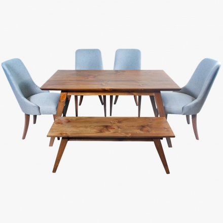 Comedor Vintage con 6 sillas y banca