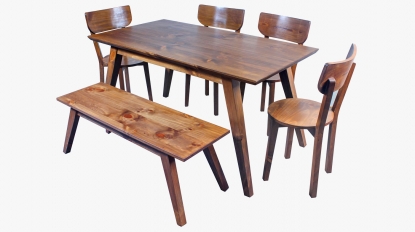 Comedor Vintage con 6 sillas y banca