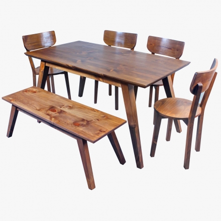 Comedor Vintage con 6 sillas y banca