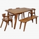 Comedor Vintage Z con 4 sillas y banca
