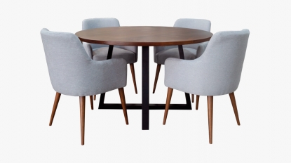 Comedor mesa redonda con base JAS con sillas Grecia