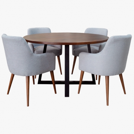 Comedor mesa redonda con base JAS con sillas Grecia