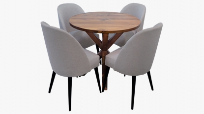 Comedor mesa redonda con base JAS con sillas Grecia